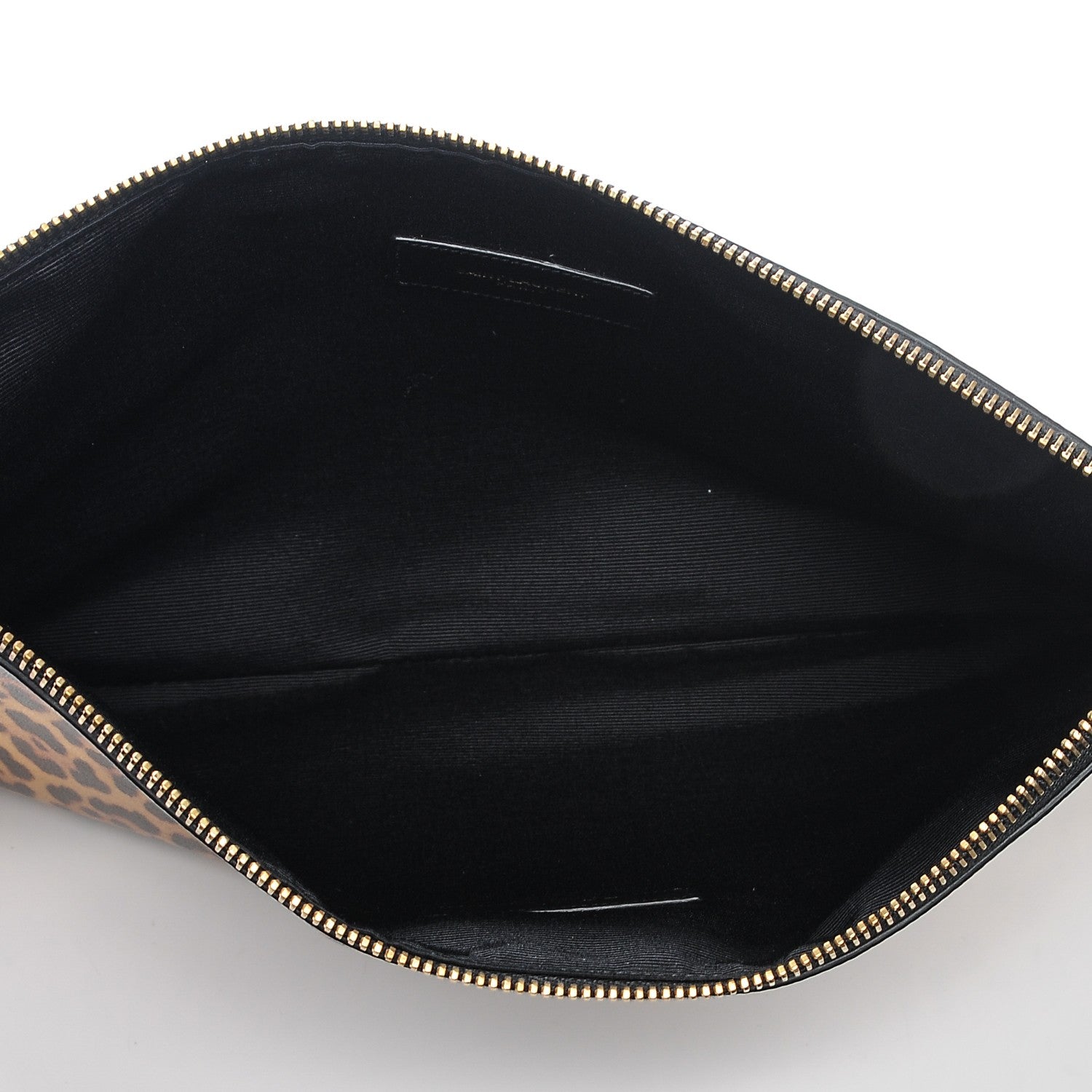 Saint Laurent Metallic Calfskin Leopard Printed Letters Monogram Zip Clutch 5 of 9