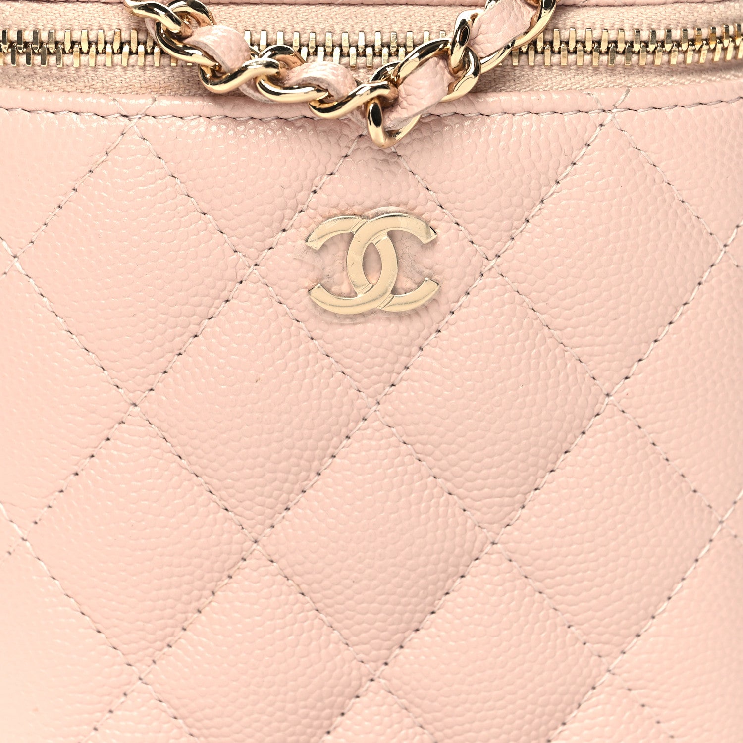 Chanel Caviar Quilted Small Vertical Coco Beauty Vanity Case With Chain Light Pink 8 of 11