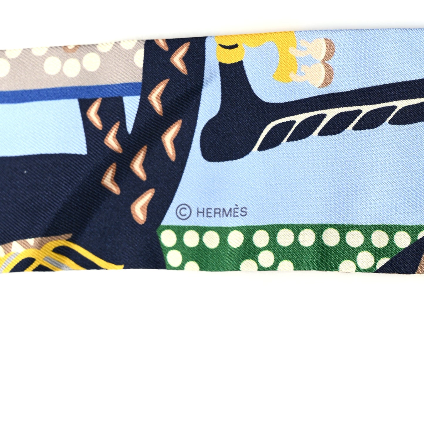 Silk Fantaisie D'Etriers Twilly Bleu Ciel Vert Marine