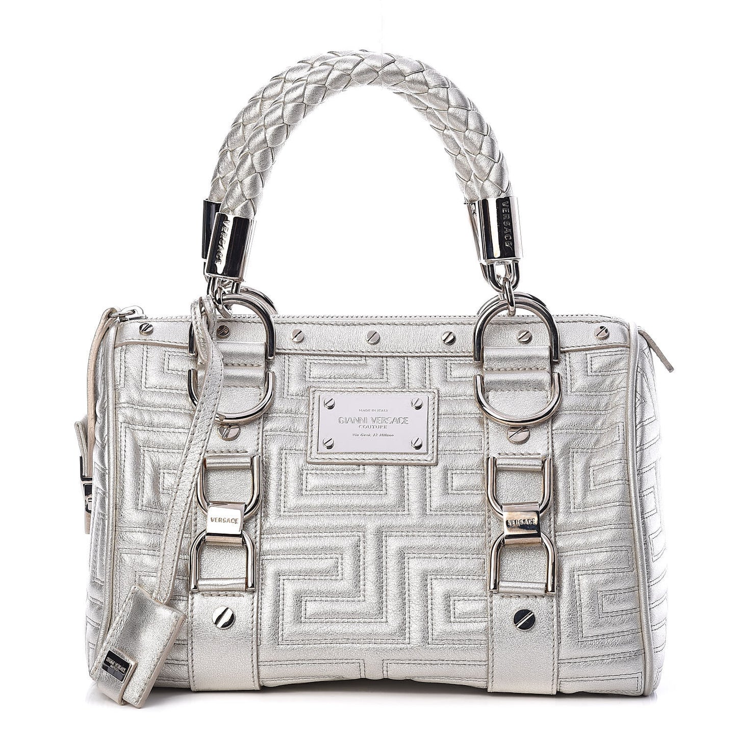 Metallic Calfskin Snap Out Of It Bag Silver