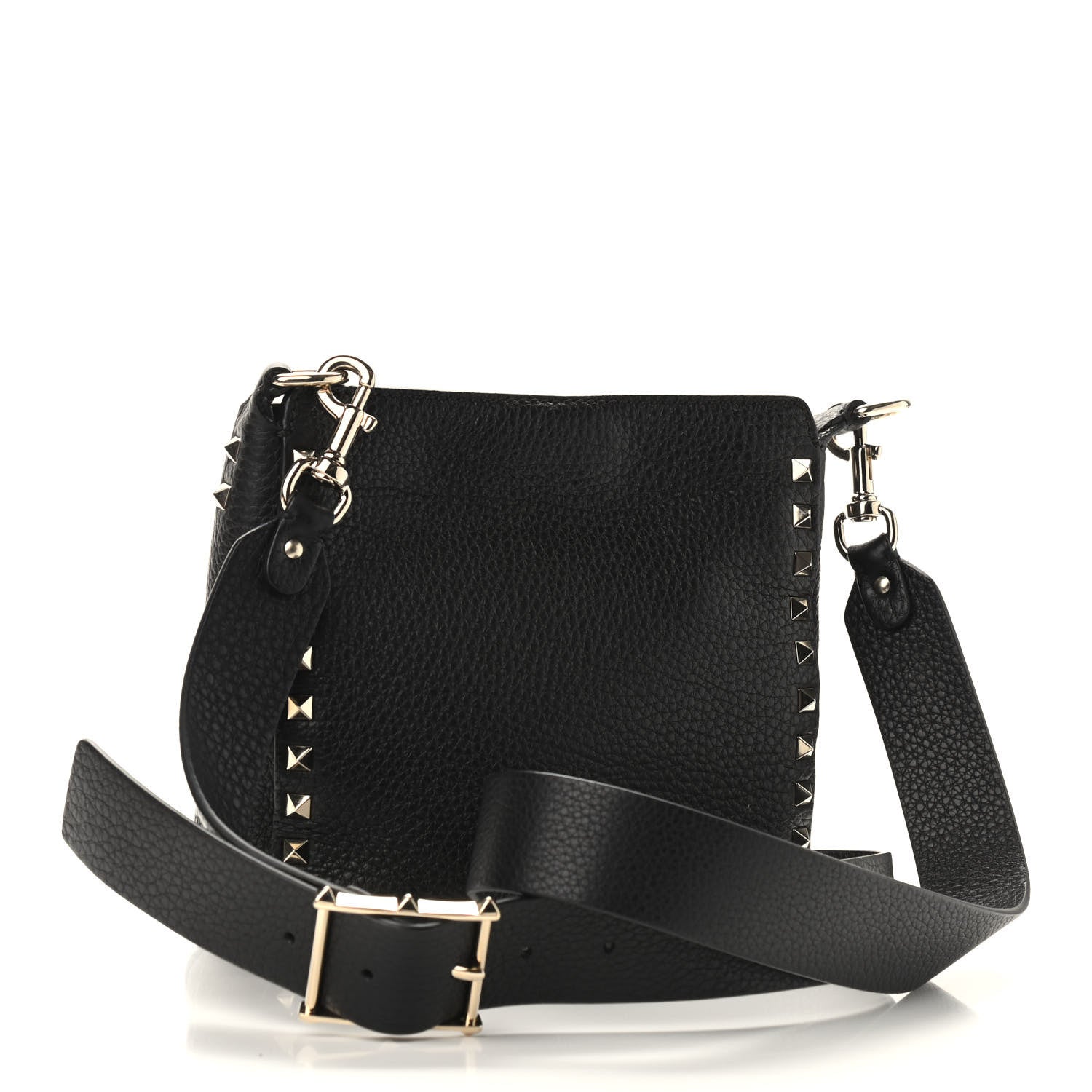 Valentino Garavani Pebbled Calfskin Mini Rockstud Flip-Lock Messenger Bag Black 3 of 8