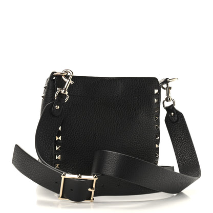 Valentino Garavani Pebbled Calfskin Mini Rockstud Flip-Lock Messenger Bag Black 3 of 8