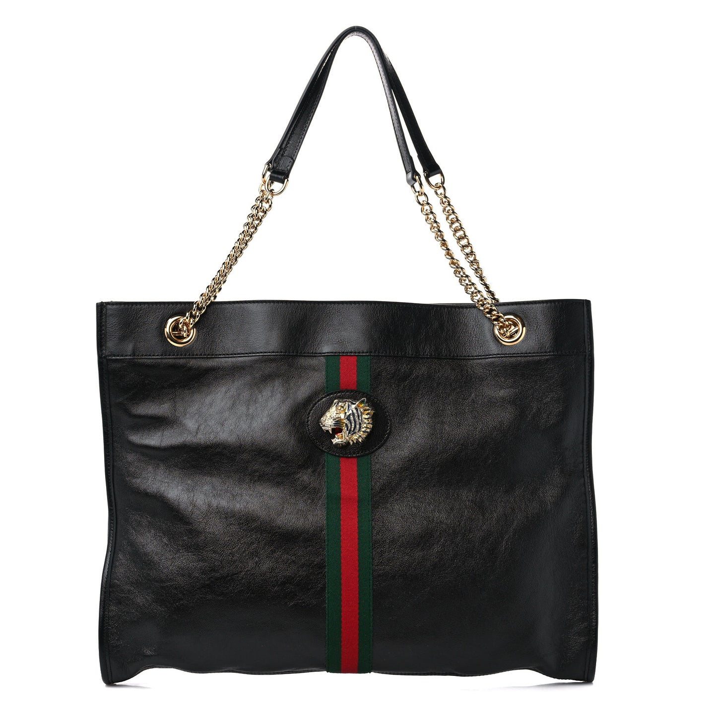 Calfskin Large Rajah Chain Tote Black