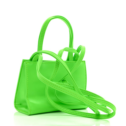 Telfar Vegan Leather Small Shopping Bag Highlighter Green 3 of 9