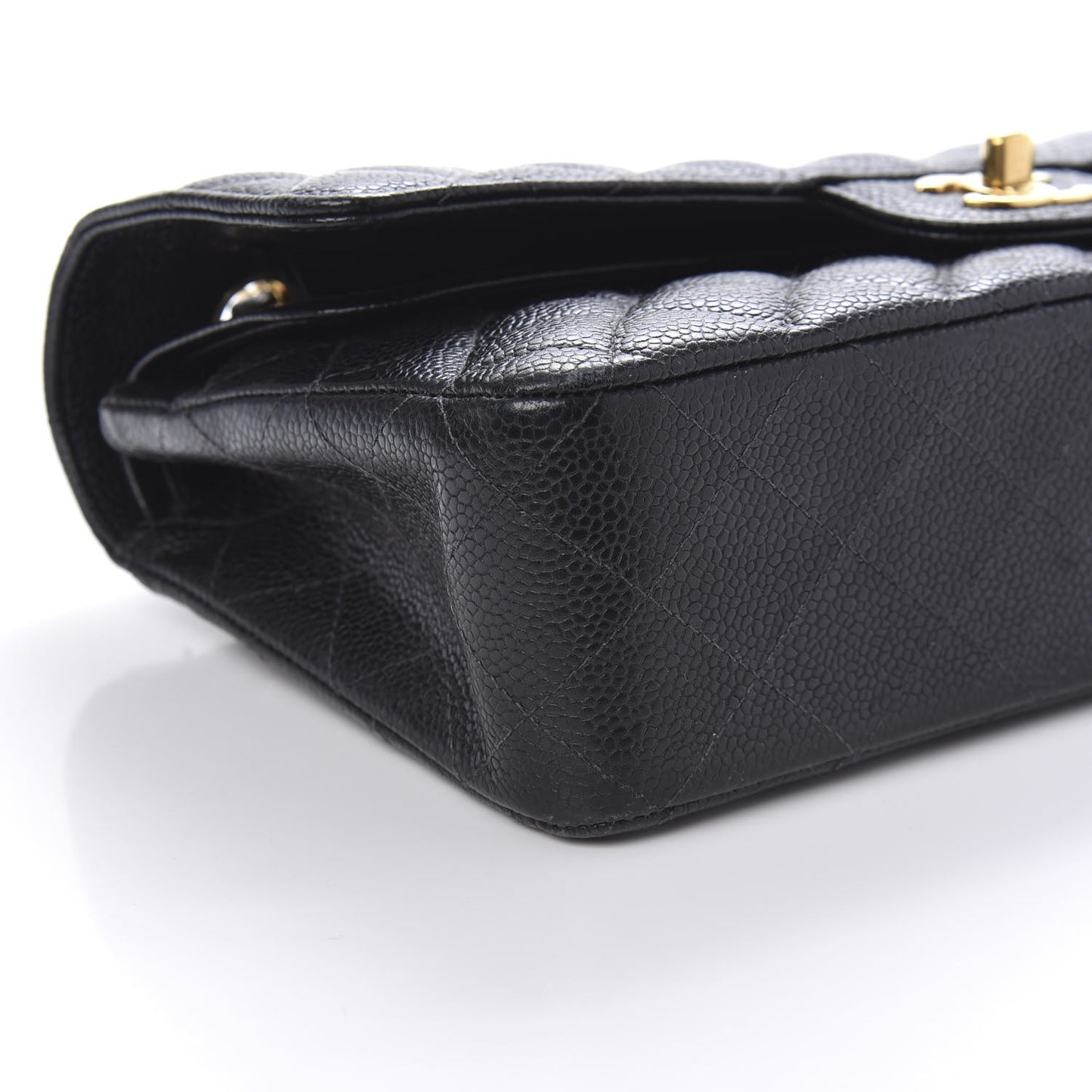 Caviar Quilted Medium Double Flap Black