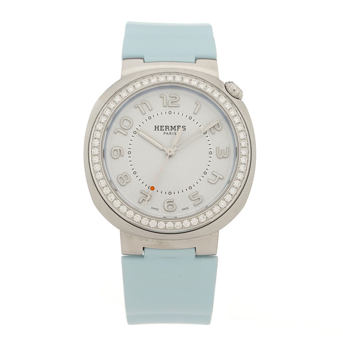 Stainless Steel Rubber Diamond Bezel 36mm Cut Automatic Watch Bleu Brume