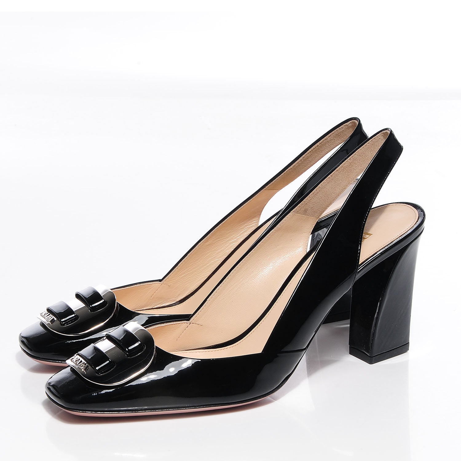 Prada Vernice Slingback Pumps 40 Black 4 of 8