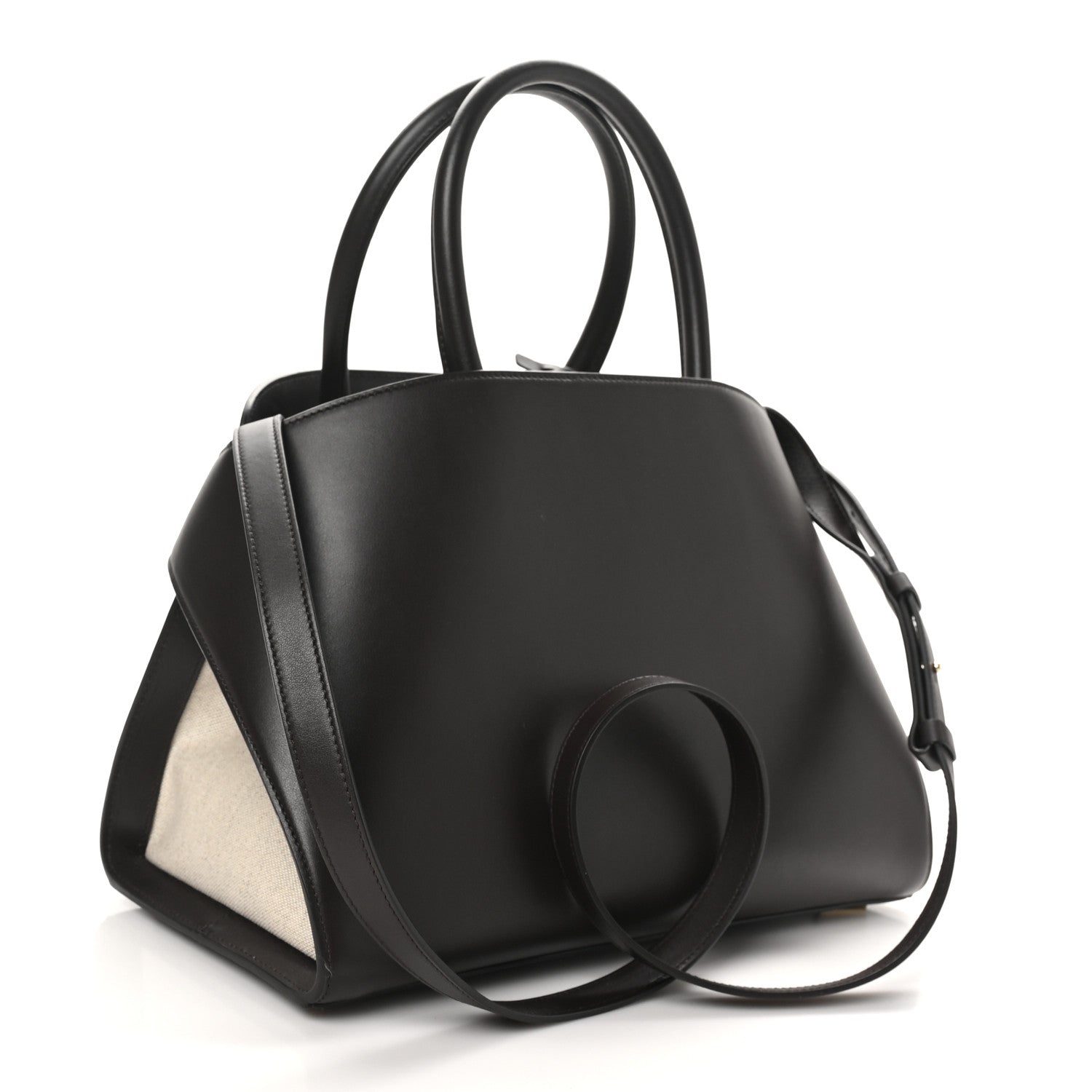 Salvatore Ferragamo Calfskin Canvas Small Hug Bag Natural Testa Di Moro 3 of 9