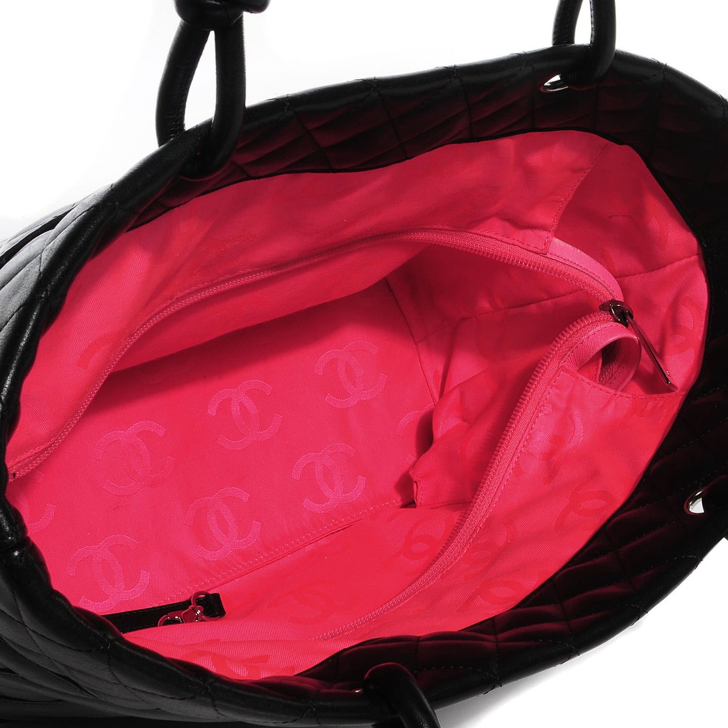 Calfskin Quilted Large Cambon Tote Black