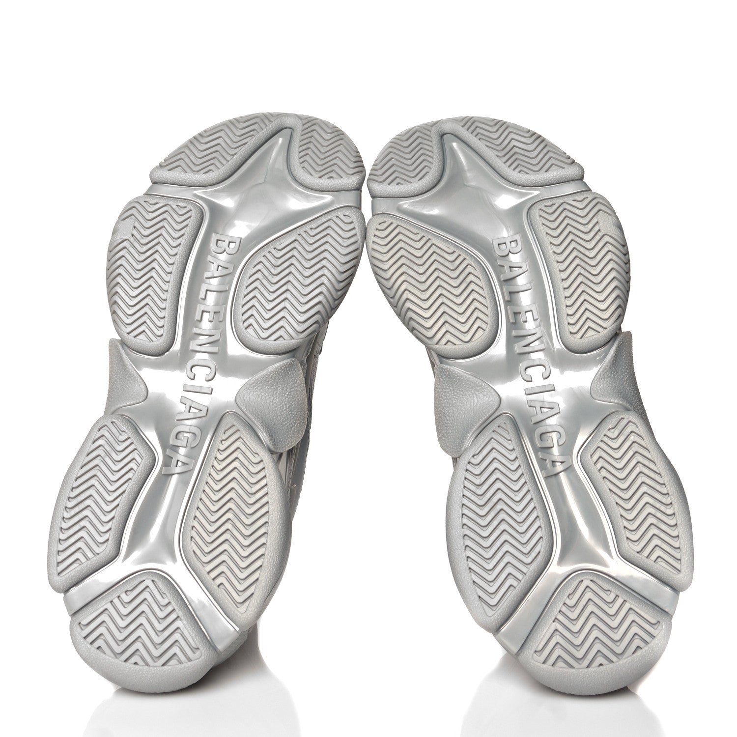 Balenciaga Metallic Fabric Mesh Womens Triple S Sneakers 37 Silver 5 of 9