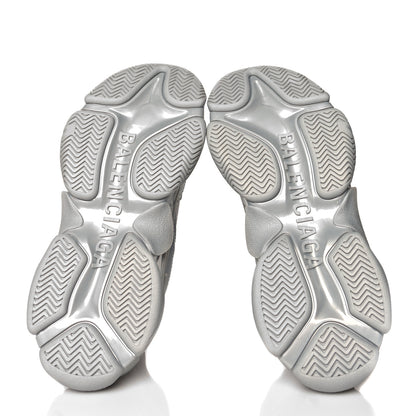 Balenciaga Metallic Fabric Mesh Womens Triple S Sneakers 37 Silver 5 of 9