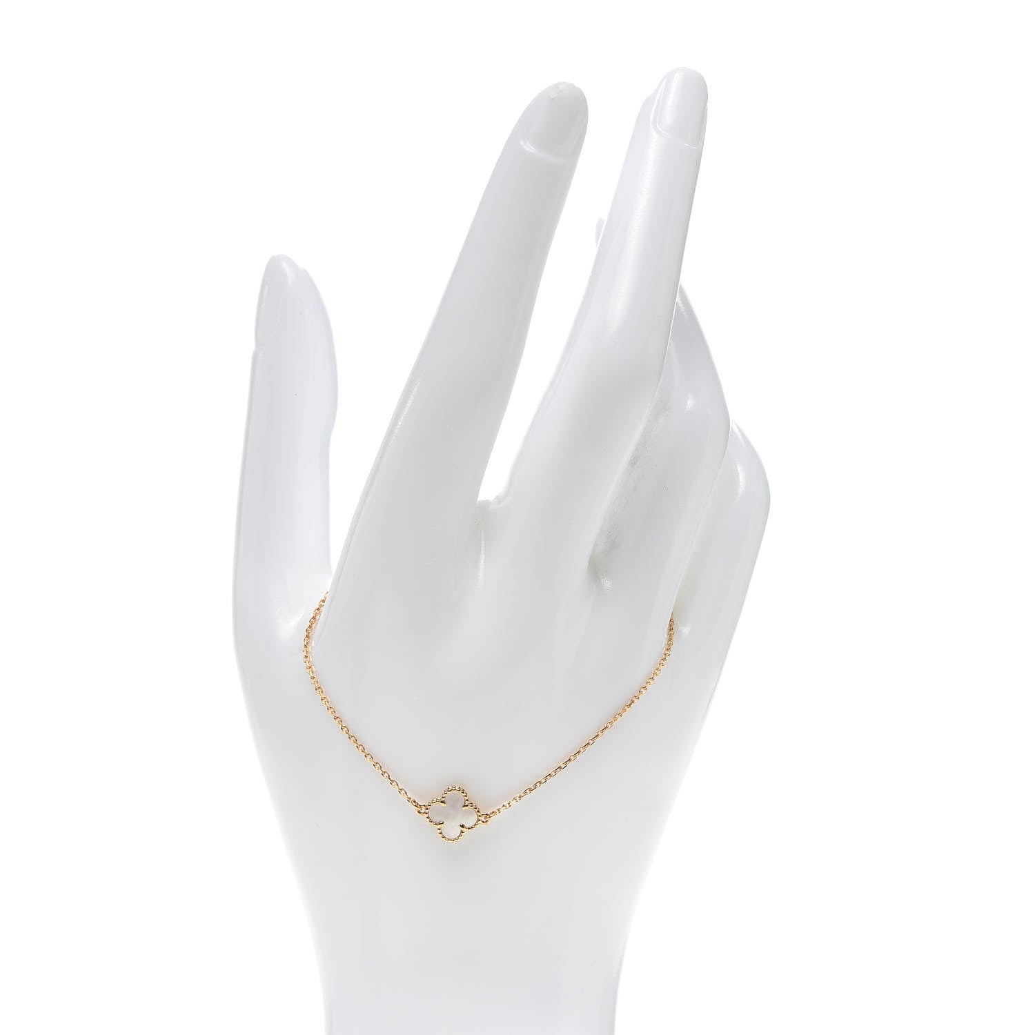 Van Cleef & Arpels 18K Yellow Gold Mother of Pearl Sweet Alhambra Bracelet 2 of 7