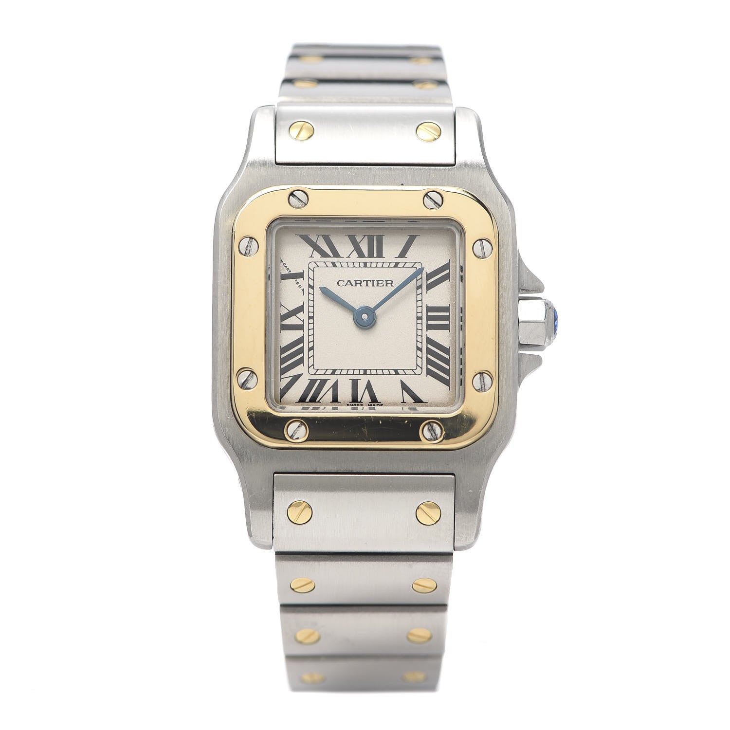 Cartier Stainless Steel 18K Yellow Gold 24mm Santos De Cartier Galbee Quartz Watch 1 of 7