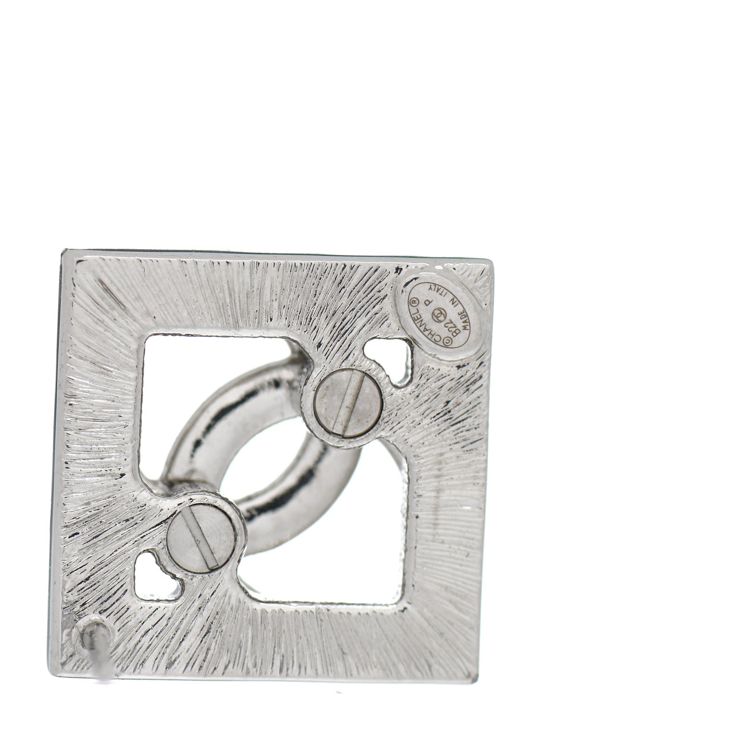 Baguette Crystal Chain CC Earrings Silver