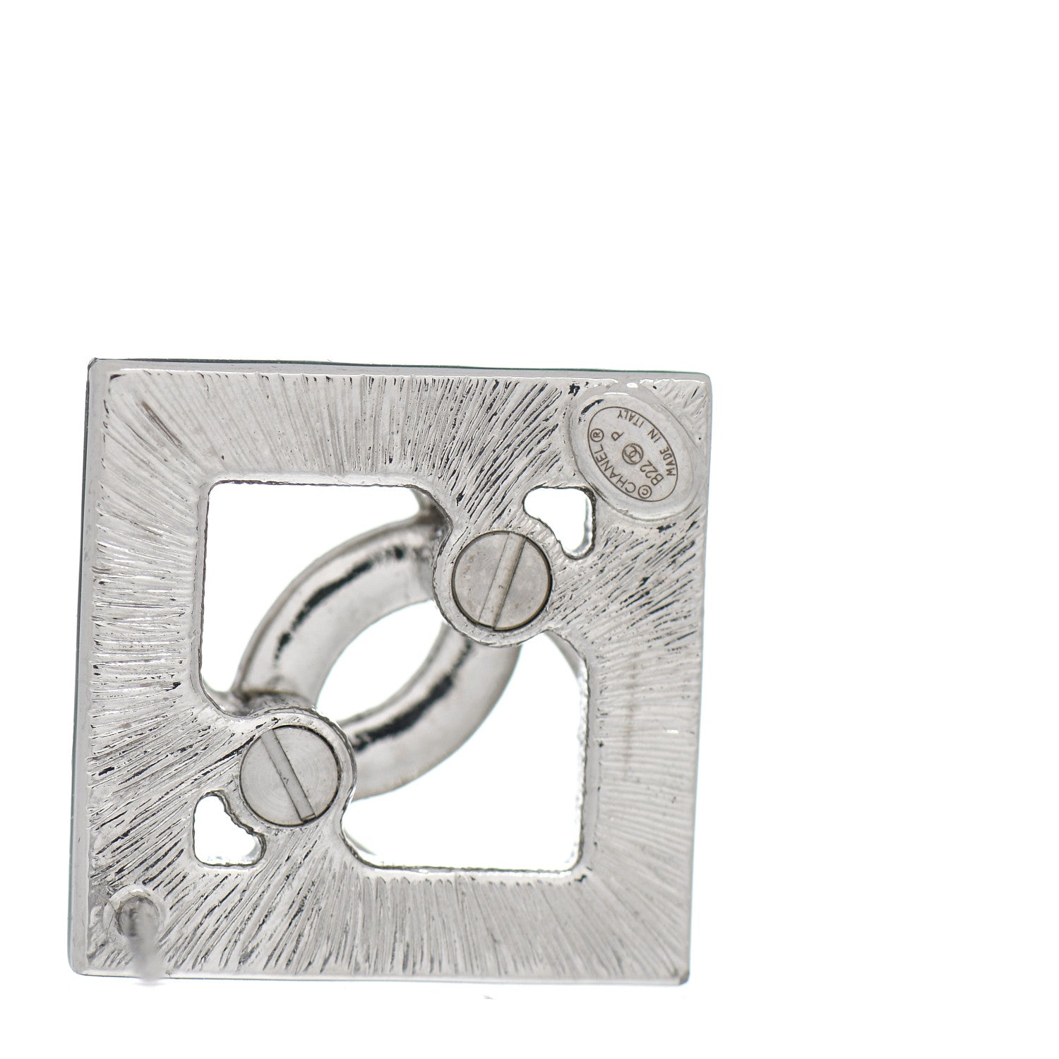 Chanel Baguette Crystal Chain CC Earrings Silver 4 of 5