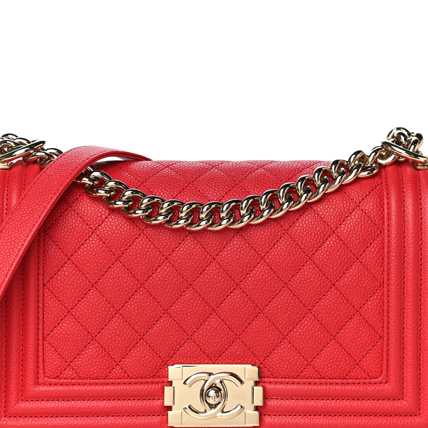 Caviar Quilted Medium Boy Flap Red