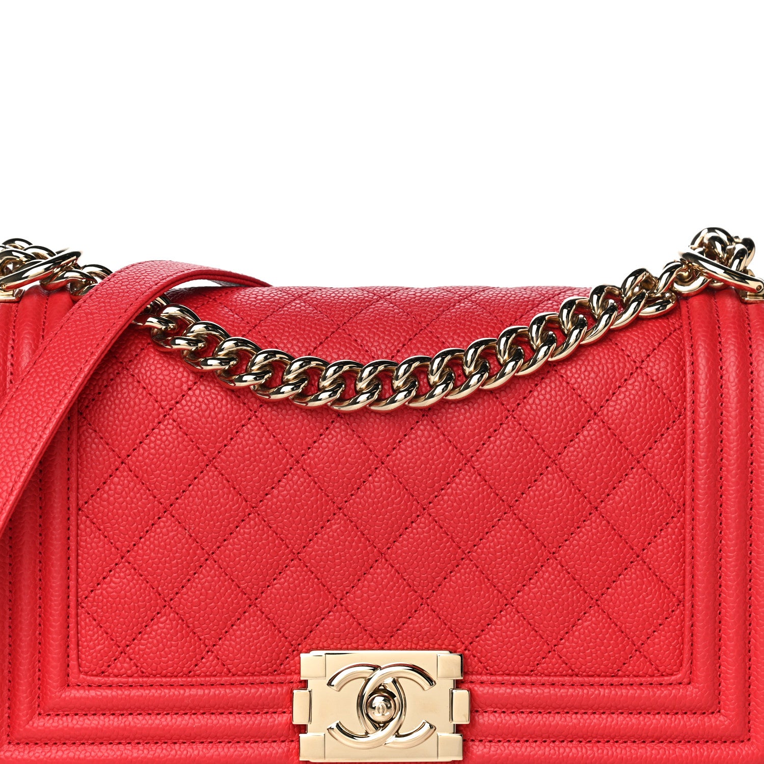 Chanel Caviar Quilted Medium Boy Flap Red 8 of 10