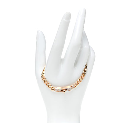 Hermes 18K Rose Gold Diamond PM Kelly Gourmette Bracelet LG 2 of 5