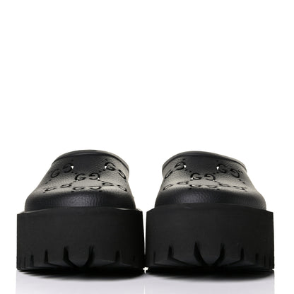 Gucci Rubber GG Monogram Perforated Elea Platform 55mm Lug Sole Sandals 38 Black 2 of 7