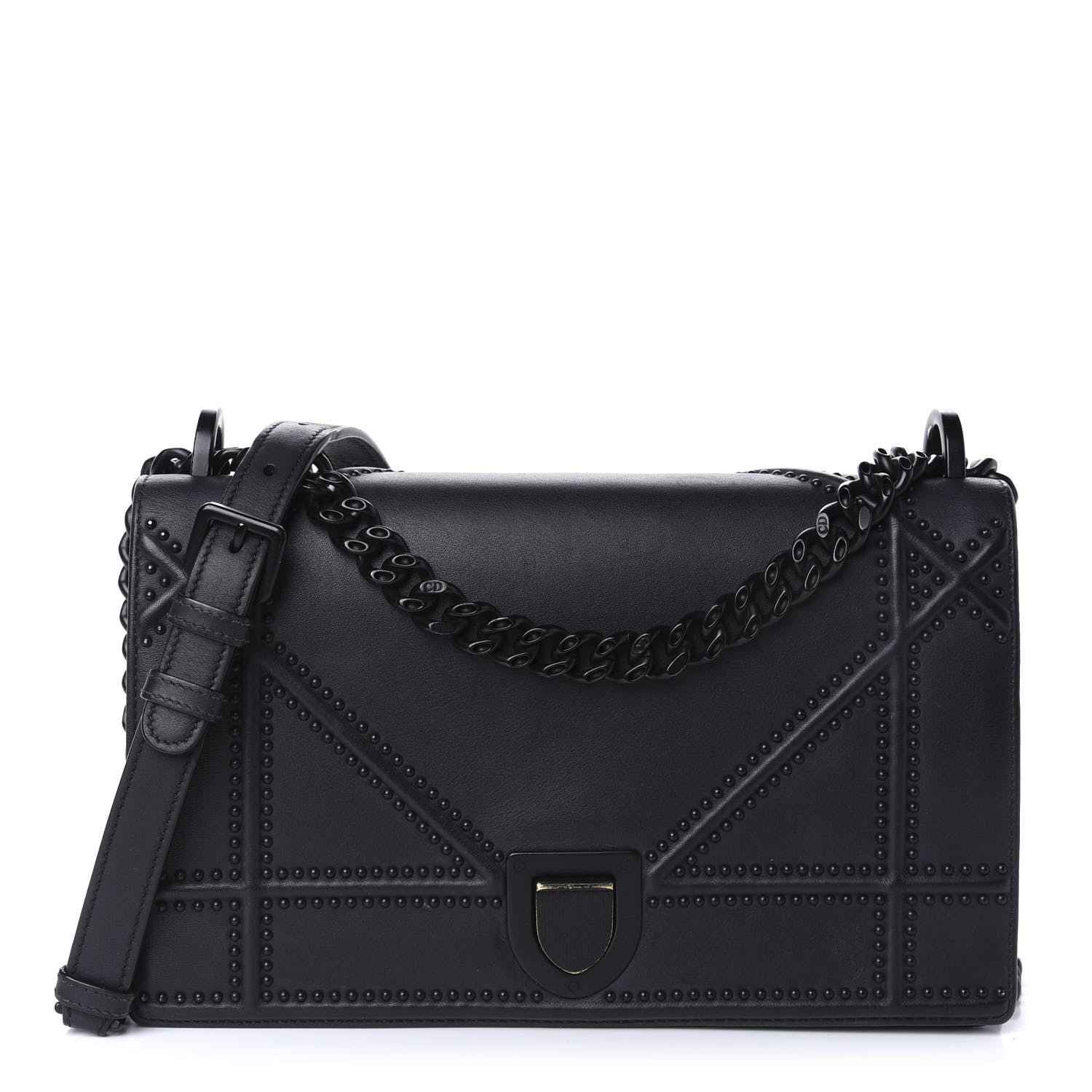 Christian Dior Ultra Matte Calfskin Studded Medium Diorama Flap Bag Black 1 of 11