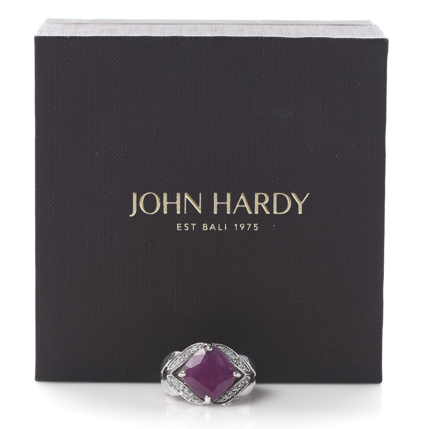 JONH HARDY Sterling Silver Diamond Pink Sapphire Modern Chain Magic Cut Ring 53 6.5