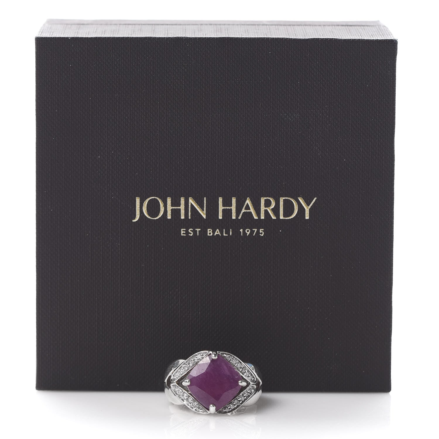 John Hardy JONH HARDY Sterling Silver Diamond Pink Sapphire Modern Chain Magic Cut Ring 53 6.5 8 of 8