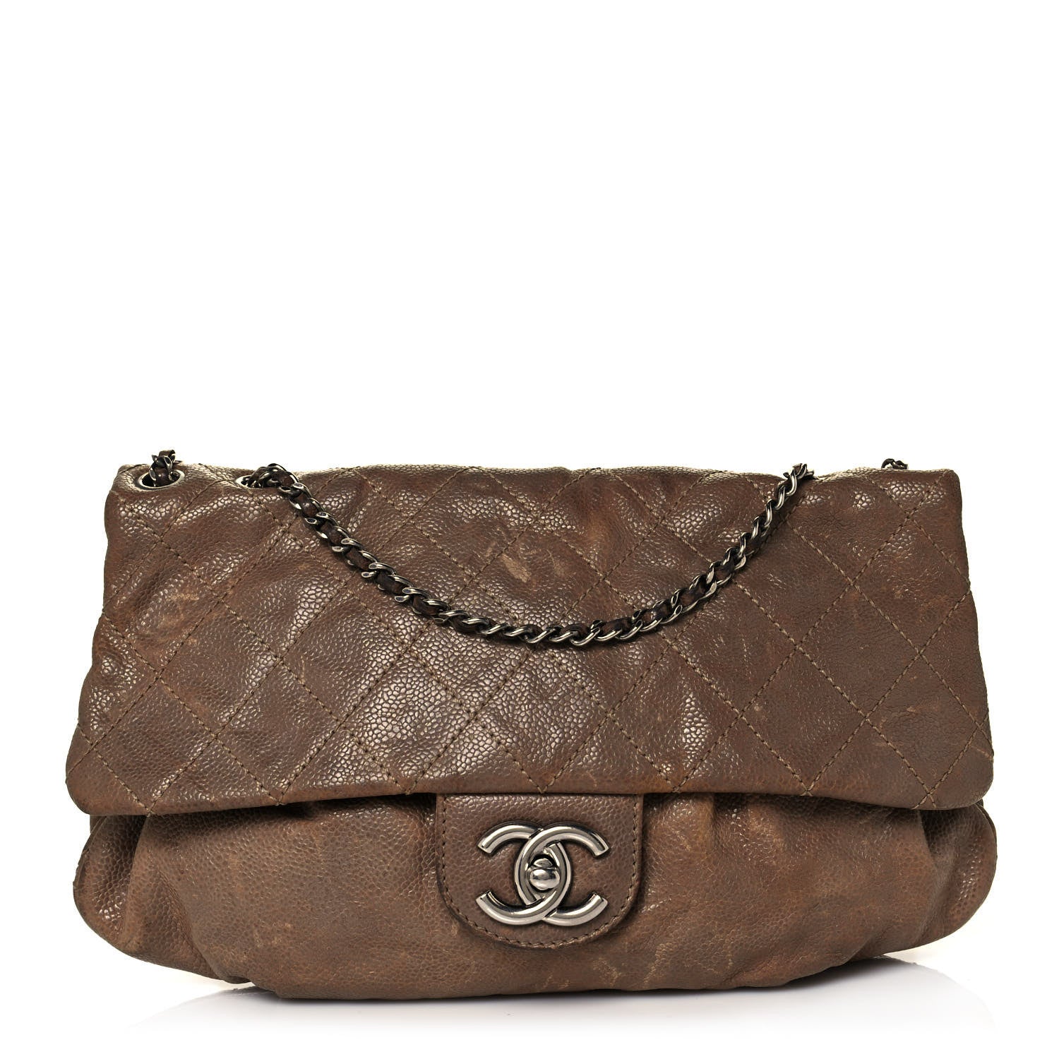 Chanel Caviar Quilted Medium Elastic Flap Brown 1 of 14