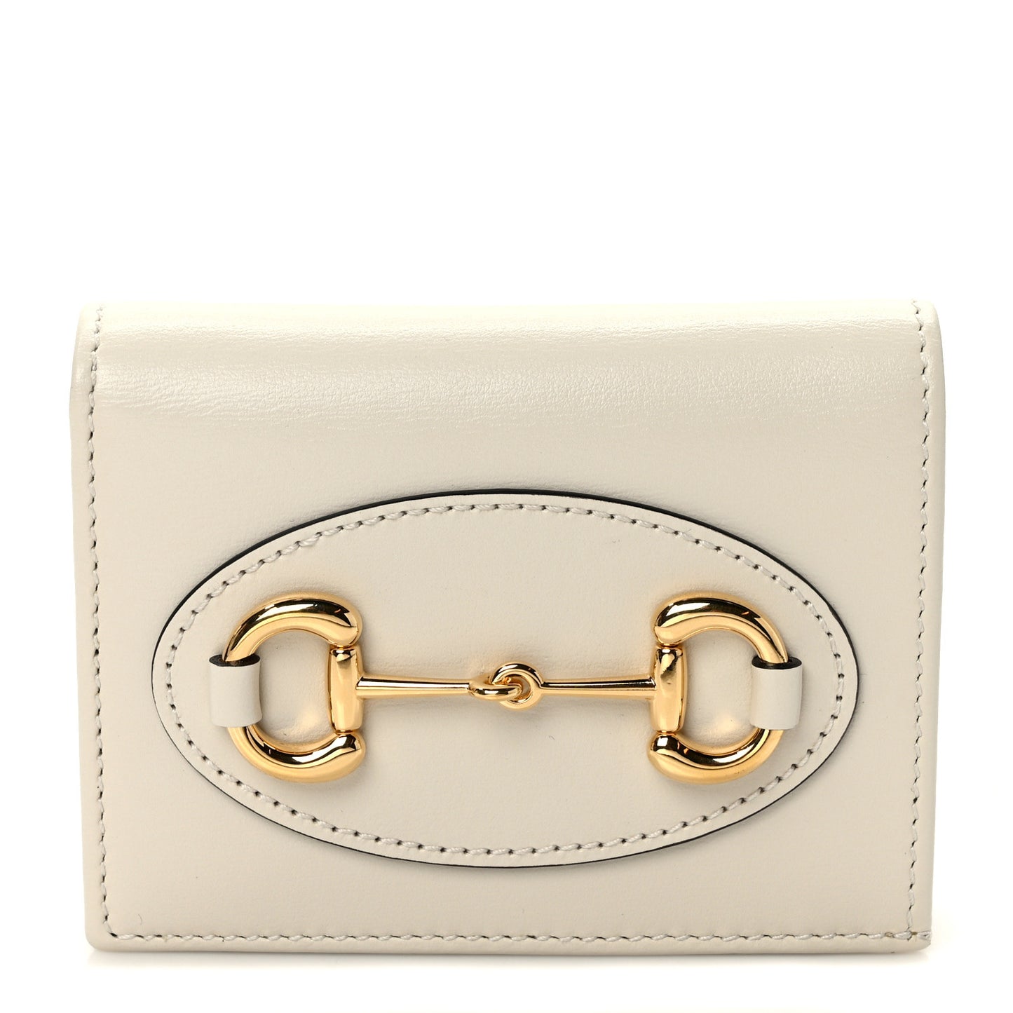 Boarded Plutone Calfskin Horsebit 1955 Card Case Wallet Mystic White