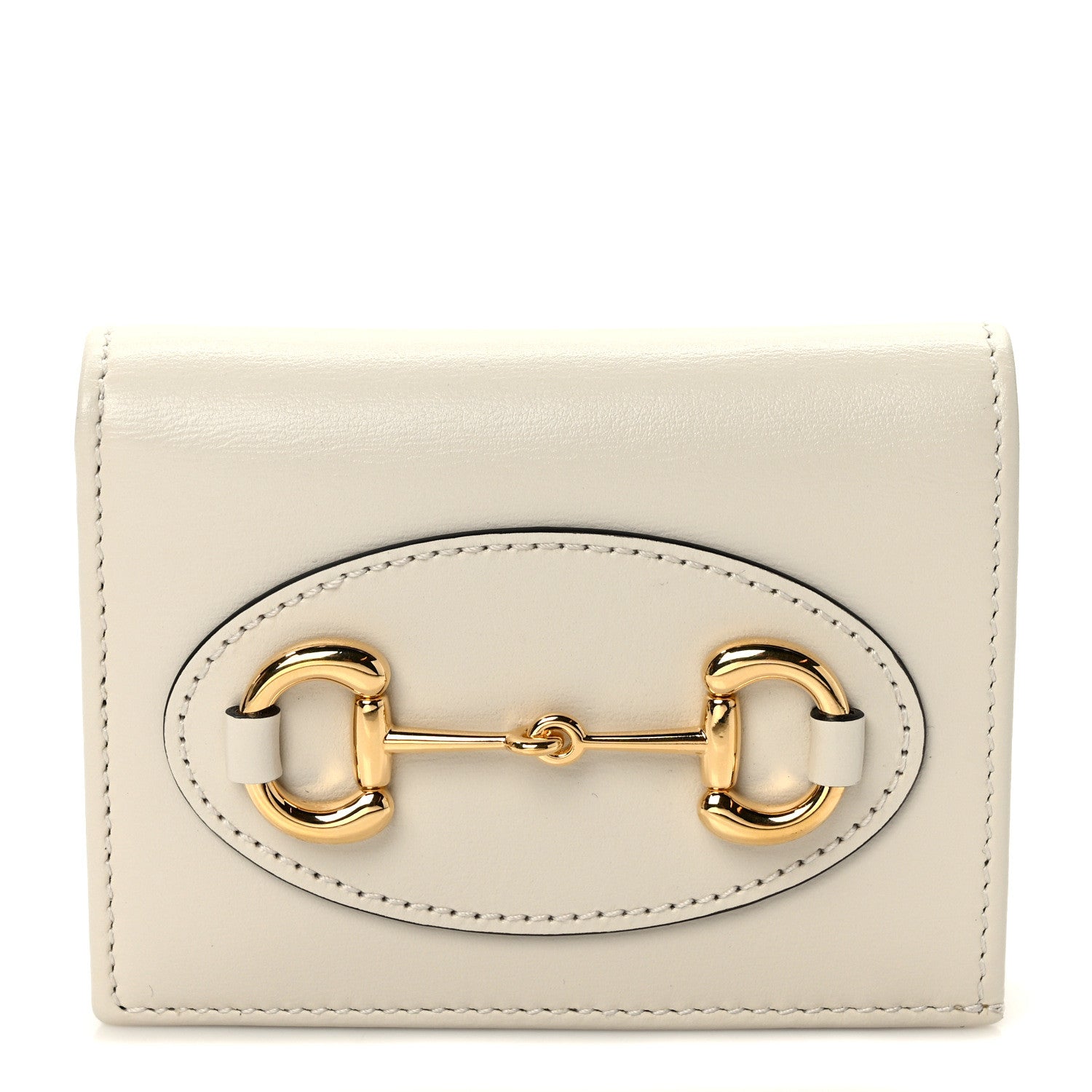 Gucci Boarded Plutone Calfskin Horsebit 1955 Card Case Wallet Mystic White 1 of 7