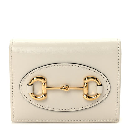 Gucci Boarded Plutone Calfskin Horsebit 1955 Card Case Wallet Mystic White 1 of 7