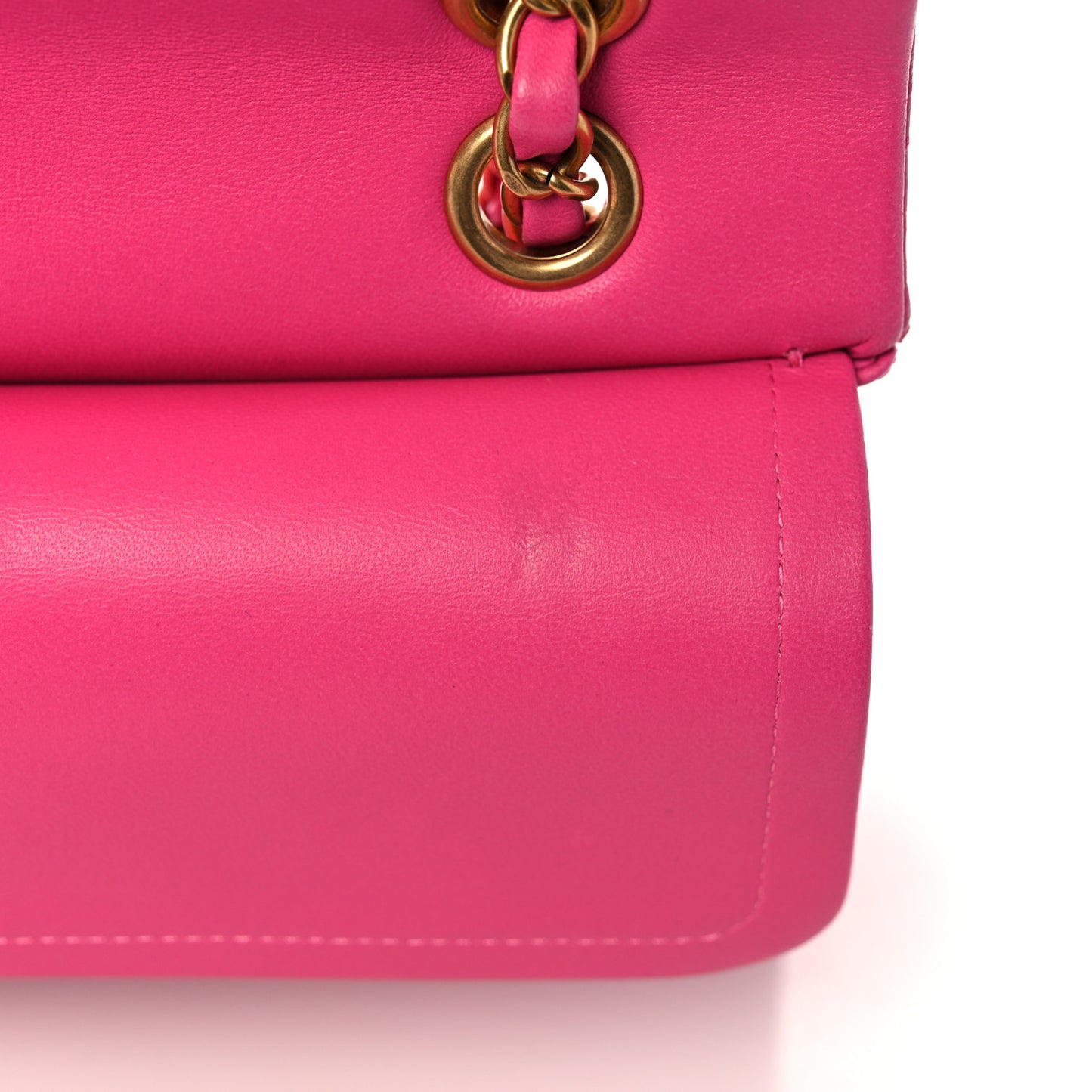 Lambskin Chevron Quilted Medium Double Flap Pink