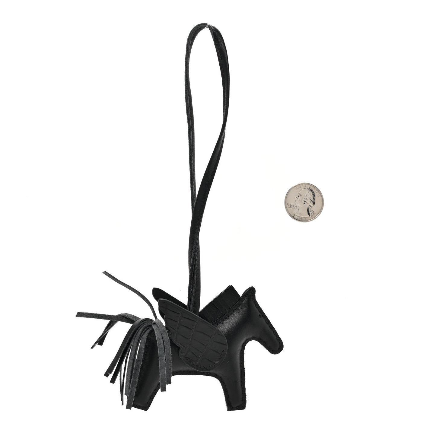 Milo Lambskin Matte Alligator Touch Grigri Rodeo Pegase Horse Bag Charm PM Black