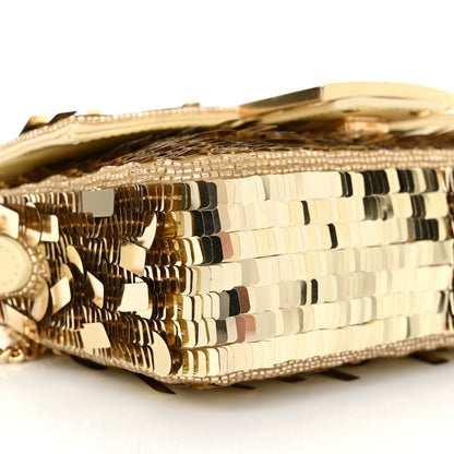 Fendi Sequin Paillettes Vitello Grace Sex and the City Mini Baguette Oro Chiaro 9 of 10