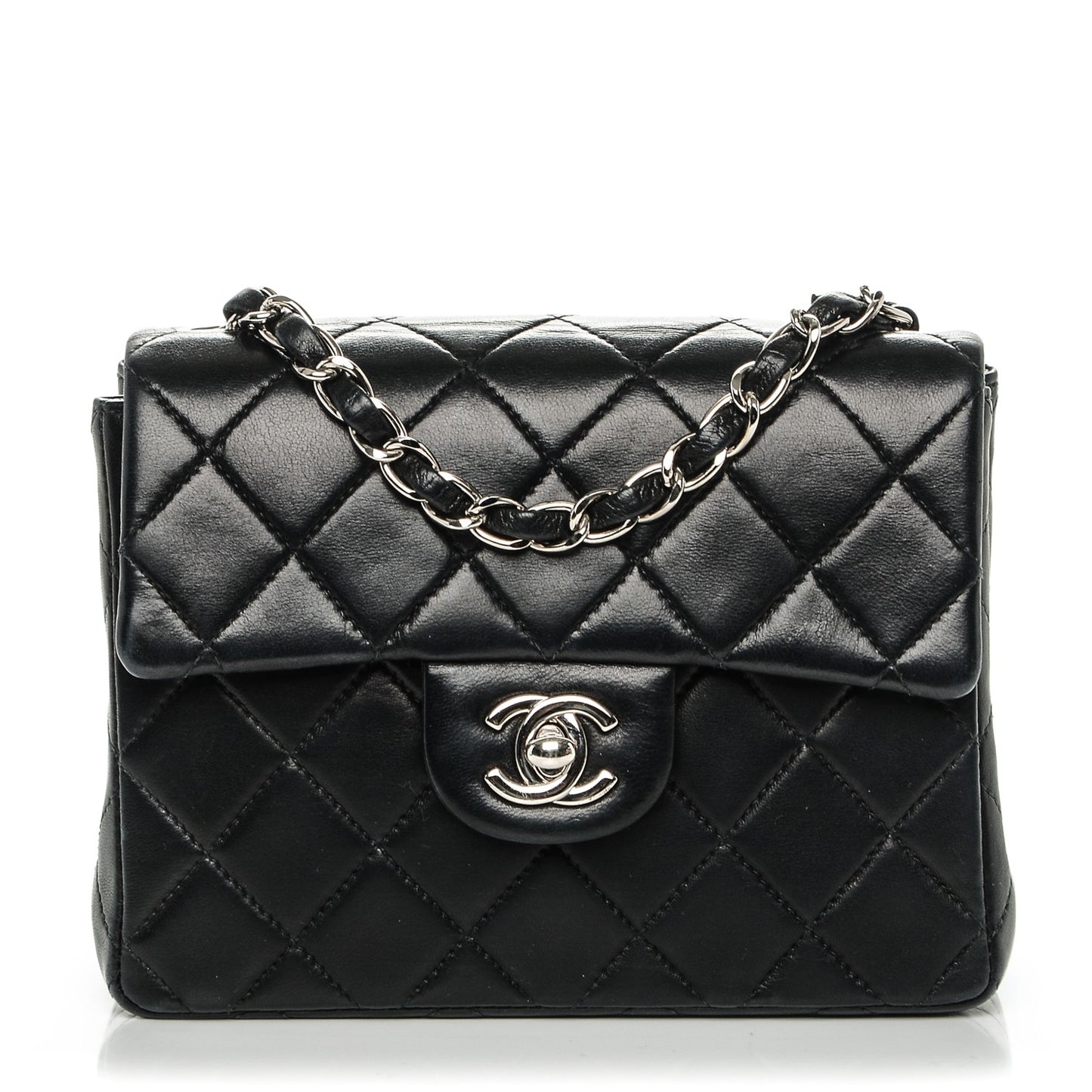Lambskin Quilted Mini Square Flap Black