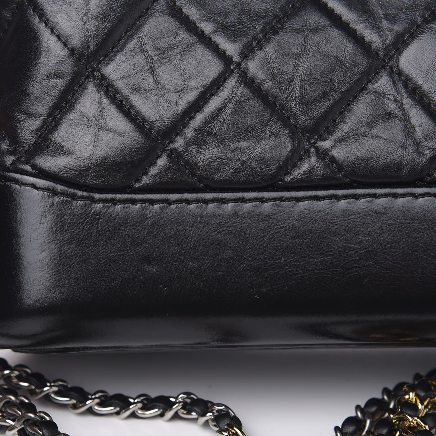 Aged Calfskin Quilted Small Gabrielle Hobo Black