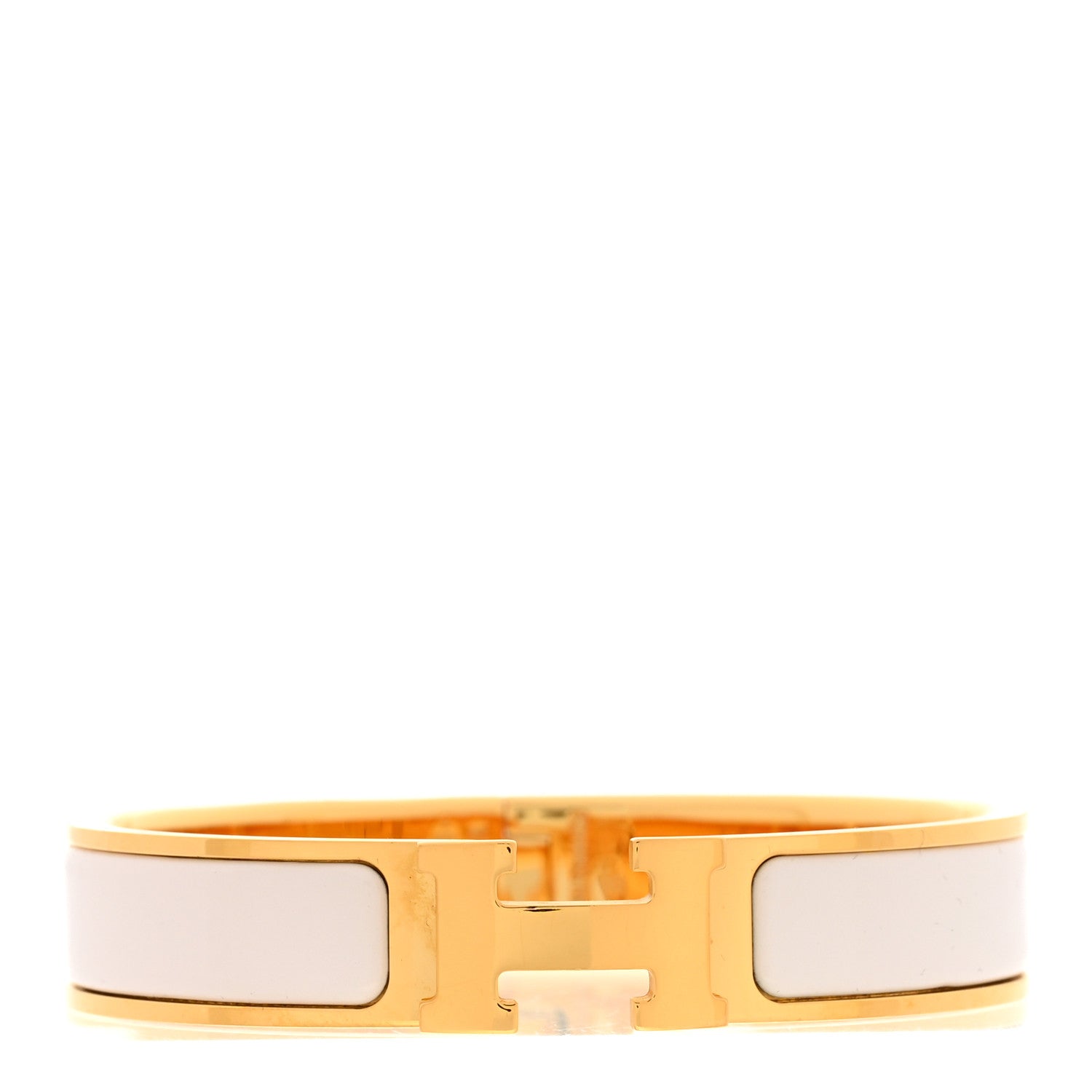Hermes Enamel Narrow Clic Clac H Bracelet PM White 1 of 5