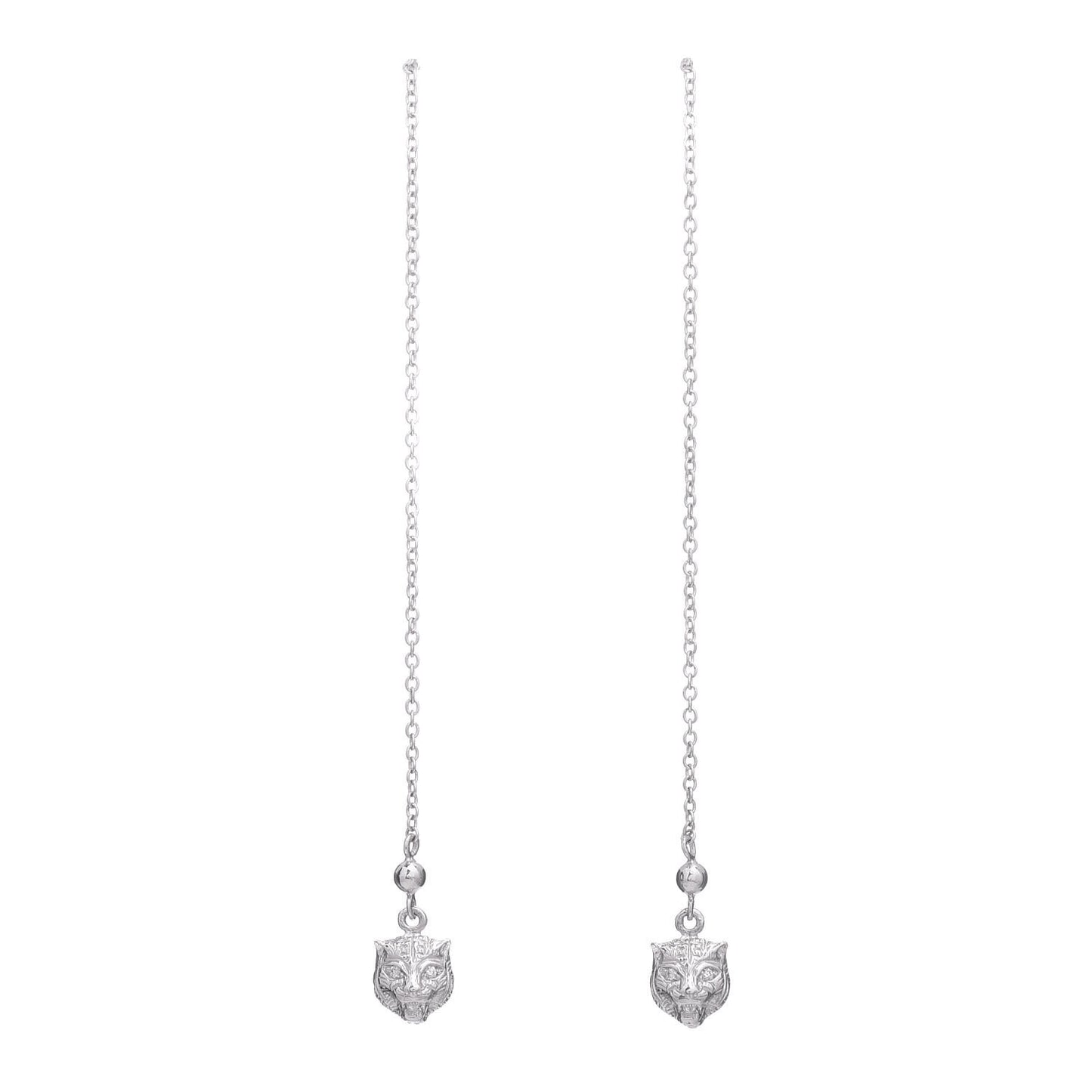 18K White Gold Diamond Le Marche des Merveilles Feline Drop Earrings