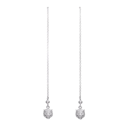 Gucci 18K White Gold Diamond Le Marche des Merveilles Feline Drop Earrings 1 of 7