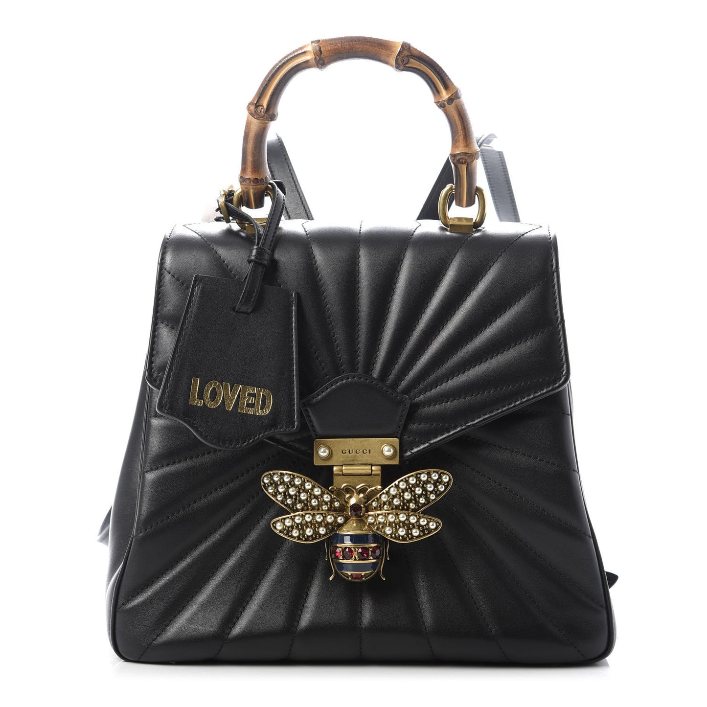 Calfskin Bamboo Trapuntata Queen Margaret Backpack Black