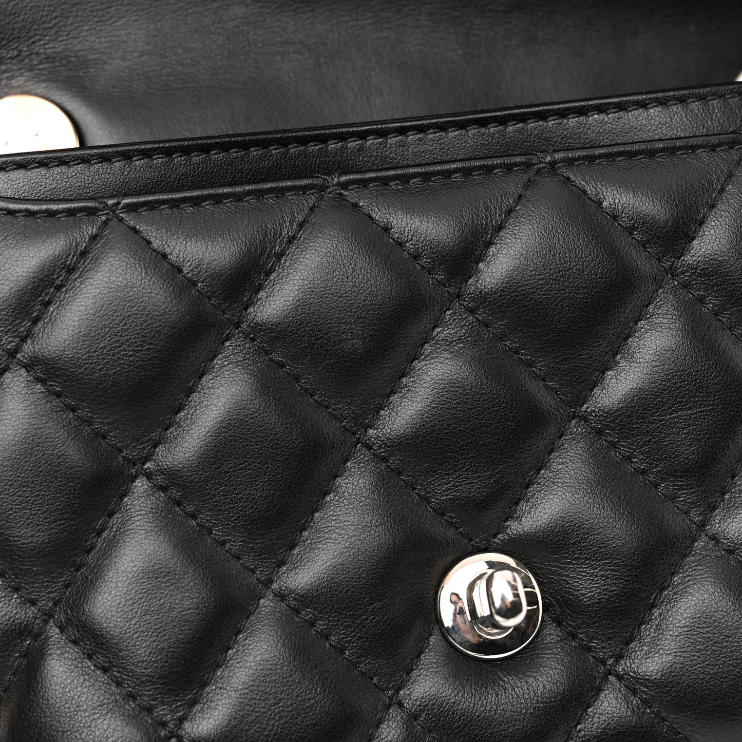 Calfskin Quilted CC Uniform Flap Belt Bag Black