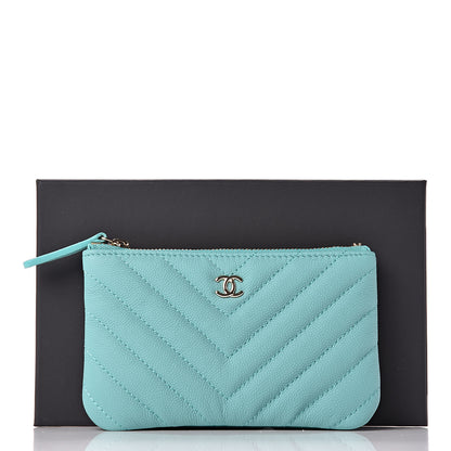 Chanel Caviar Chevron Quilted Small Cosmetic Case Green 8 of 8
