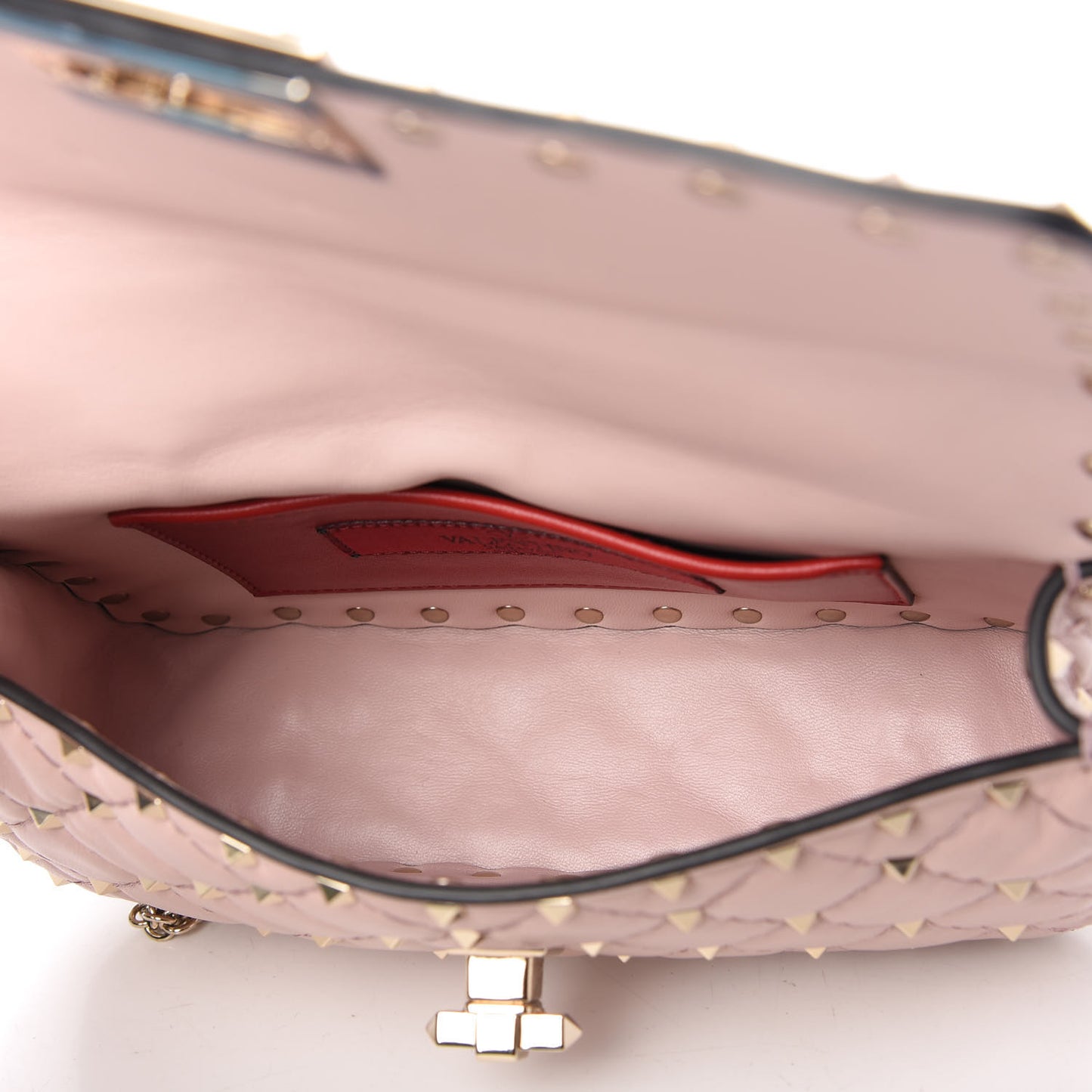 Nappa Small Rockstud Spike Shoulder Bag Water Rose