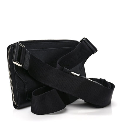 Prada Saffiano Travel Double Zip Crossbody Belt Bag Black 3 of 8