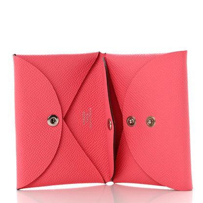Hermes Epsom Calvi Duo Card Case Rose Azalee 5 of 8