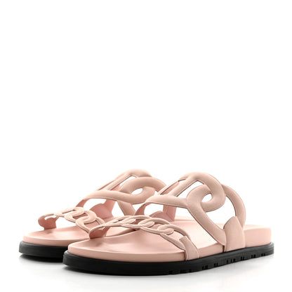 Hermes Suede Goatskin Extra Sandals 37.5 Rose Opaline 2 of 9