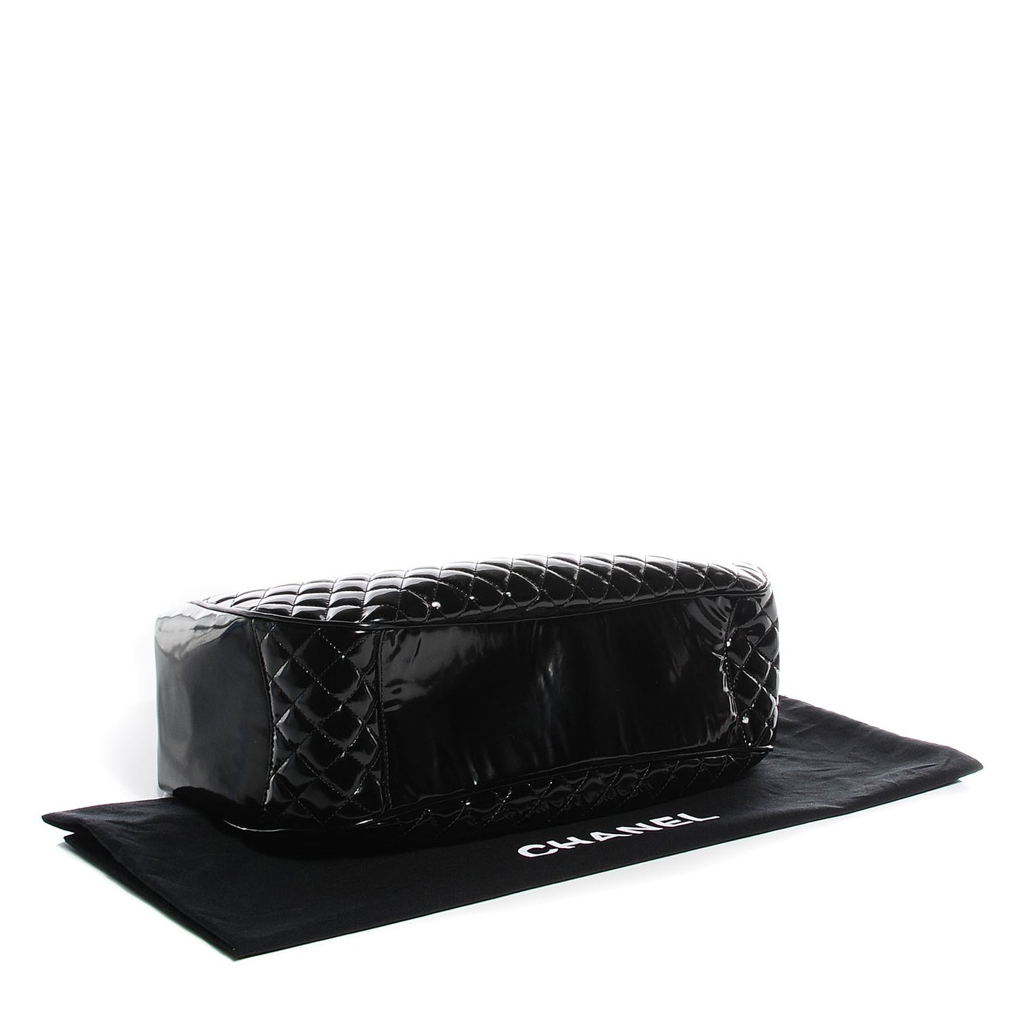 Glazed Calfskin Quilted Mademoiselle Large Frame Bag Black