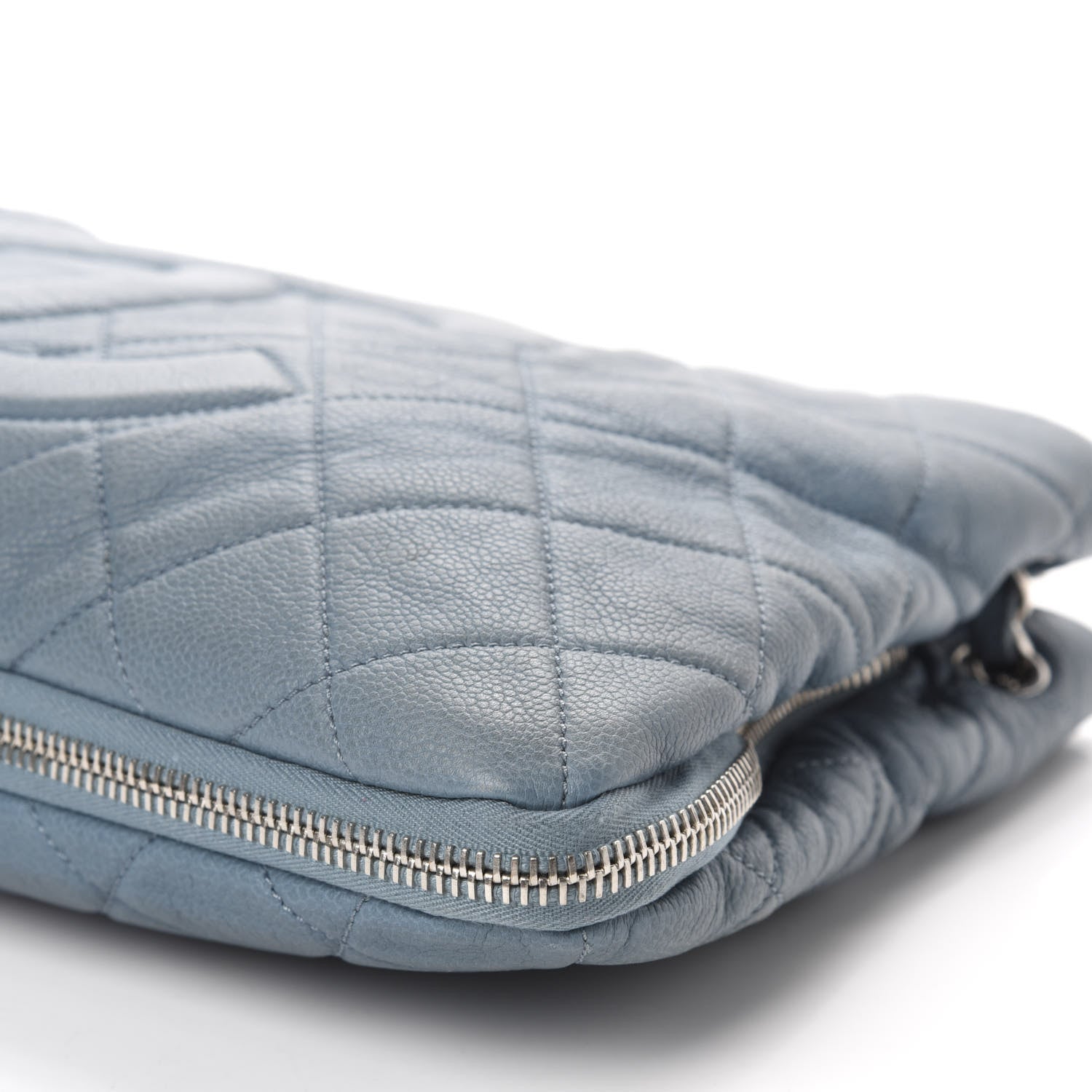 Chanel Caviar Quilted Expandable Zip Shoulder Bag Blue 7 of 11