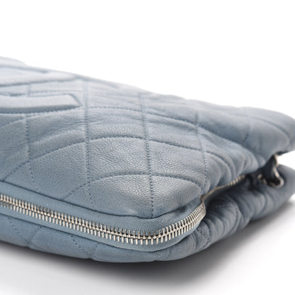 Chanel Caviar Quilted Expandable Zip Shoulder Bag Blue 7 of 11