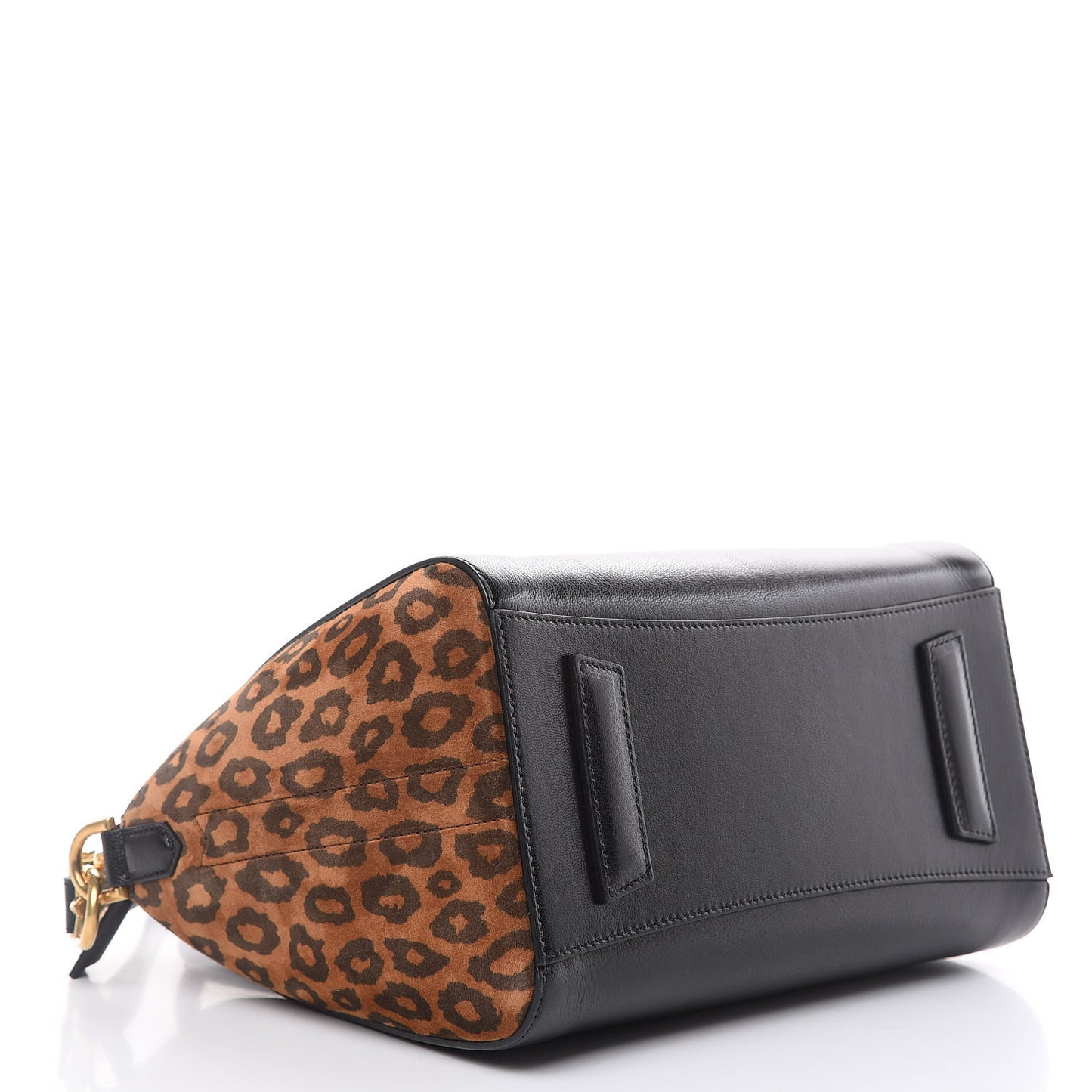 Goatskin Suede Leopard Print Small Antigona Black Chestnut
