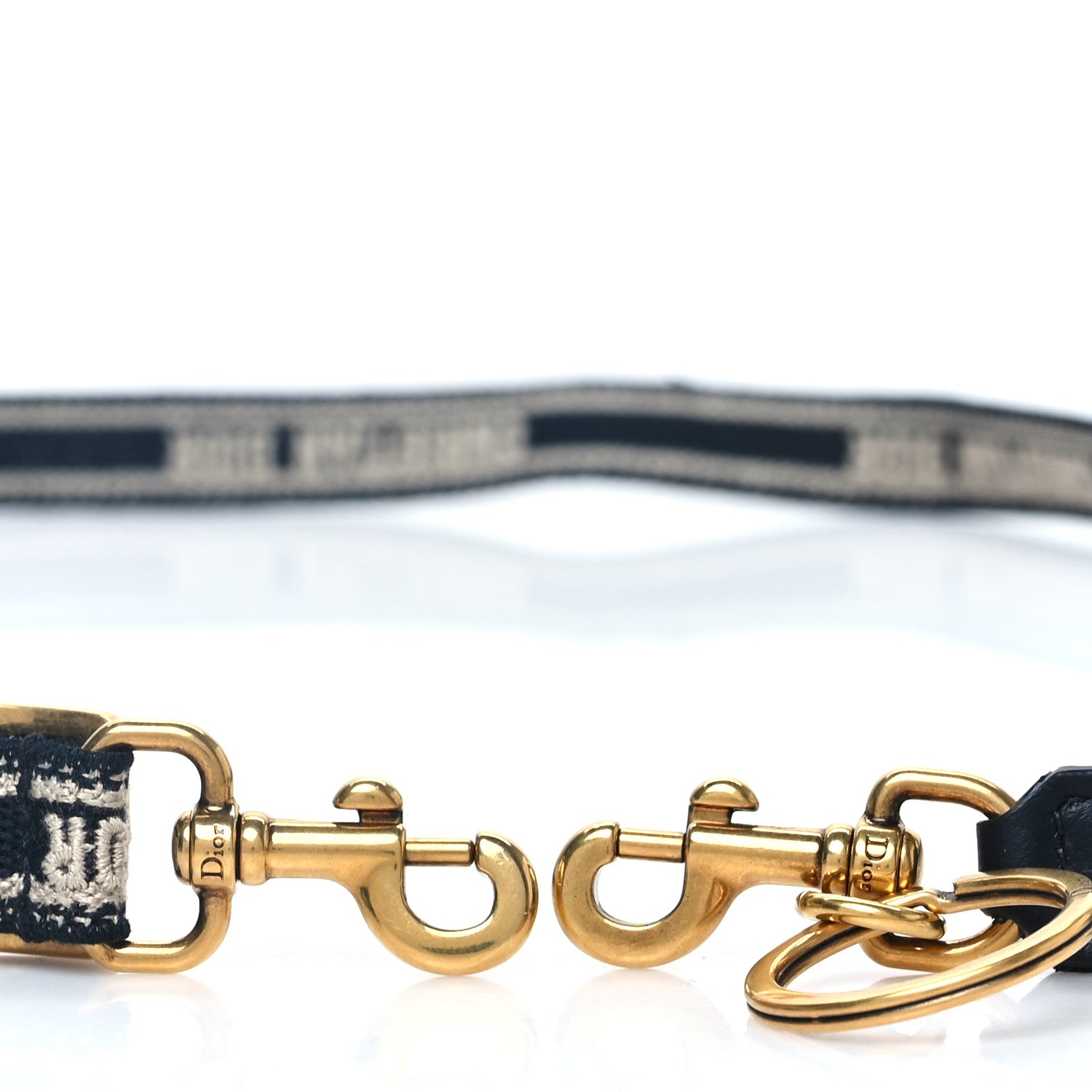 Christian Dior Canvas Embroidered Key Chain Shoulder Strap Black White 3 of 3